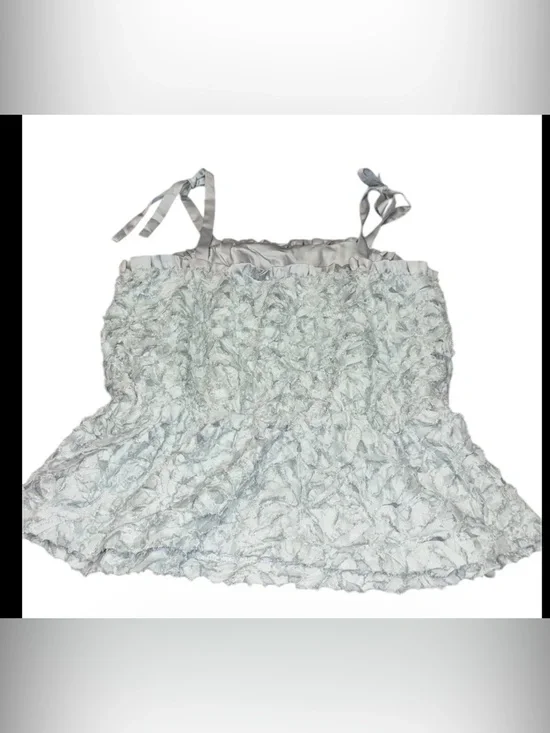 Anthropologie Sunday in Brooklyn Blue Smocked Textured Peplum Tank Size M NWT - Picture 5 of 8